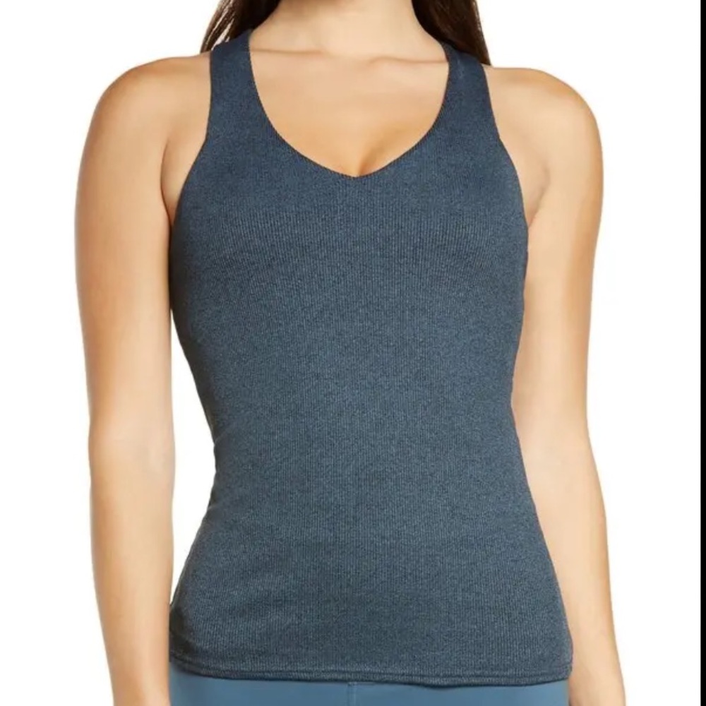 ALO Yoga Elevate Rib Tank in Deep Jade Heather (Small)